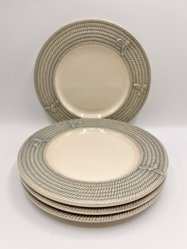 Set Of 4 Williams Sonoma Honeybee Salad Dessert Plates Green Wicker 8.5”