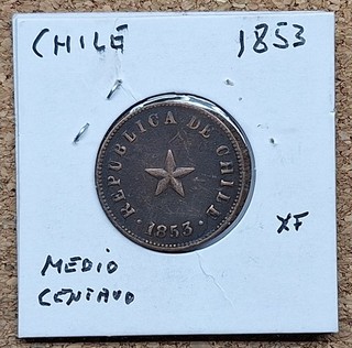 Nice Old Chile 1/2 Centavo Coin 1853 Vintage World Foreign !!