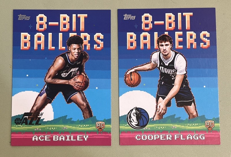 2025 Topps NBA COOPER FLAGG & ACE BAILEY 8-Bit Ballers Rookie Insert LOT of 2