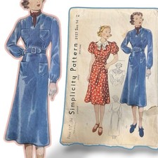 Vtg 1930s Simplicity Pattern 2157 Sew-Easy Dress Juniors 14 Growing Girls