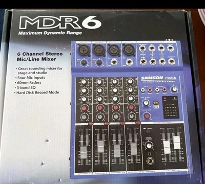 Samson Audio MDR6 6 Channel Stereo Mic/Line Mixer NEW & COMPLETE