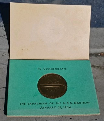 1954 USS Nautilus launching medal General Dynamics commemorative coin SSN-571