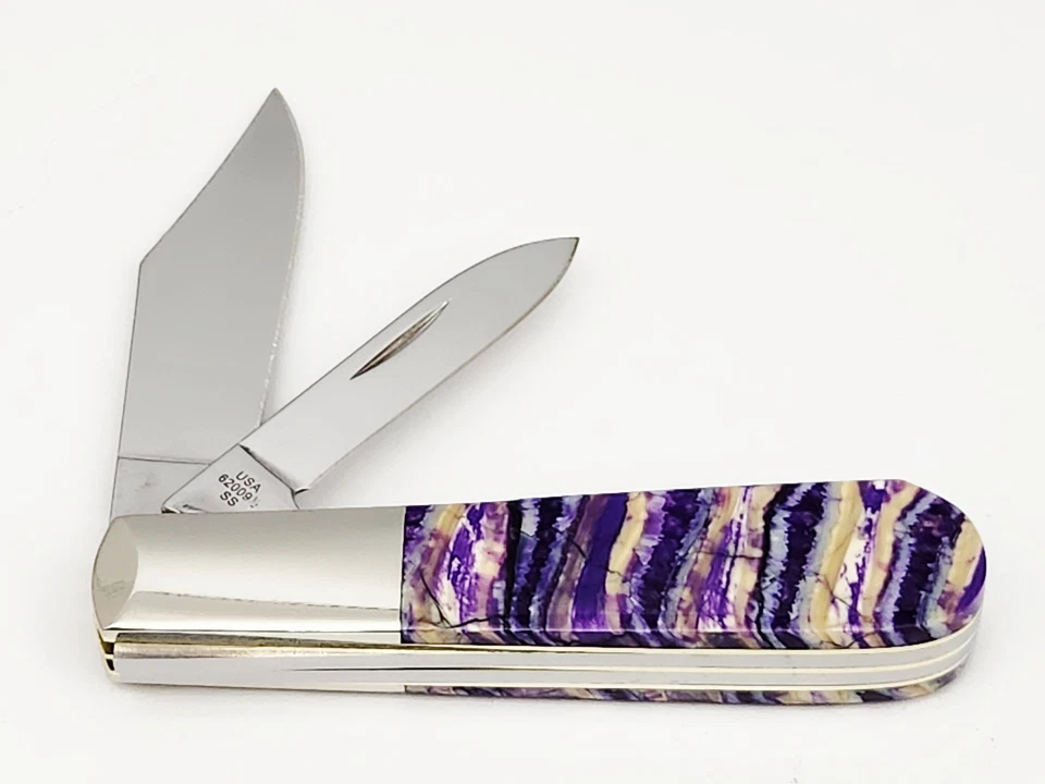 Нож Barlow 2024 Case XX USA 3 7/8 дюйма с подлинными фиолетовыми костяными ручками - Изображение 2 из 4