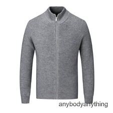 Sweater Cardigan Mens Autumn Winter Slim-fit Long Sleeve Full Zipper Knit Coat