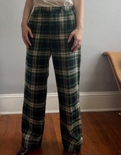 Vintage Made In USA Maine Wool Plaid Check LL Bean Pants Size Small Medium Prep