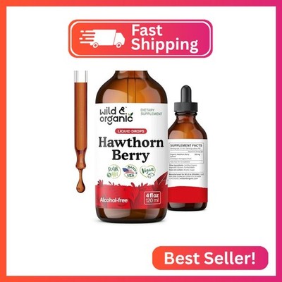 Wild & Organic Hawthorn Berry Tincture 600 mg - Liquid Hawthorne Berry Supplemen