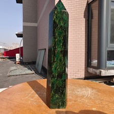 451g Natural Emerald Obelisk Tower Point Quartz Crystal mineral Healing Energy