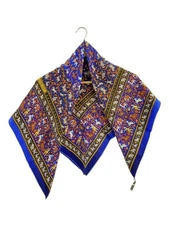 HERMES Scarf Silk BLU Allover Pattern Ladies
