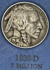 1938d Buffalo nickel, nice original XF condition Full Date Full Horn, No issues