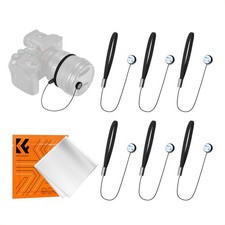 6 Pack Lens Cap Keeper, Lens Cap Leash with Elastic Loop Microfiber Cleanin...