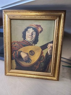 Antique signed oil painting 9.5x12 original E Lummer famous Franz Hall the fool