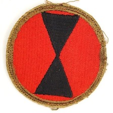 US Army 7th Infantry Division WWII Hourglass Patch &ndash; Vintage Cut Edge 21/2"