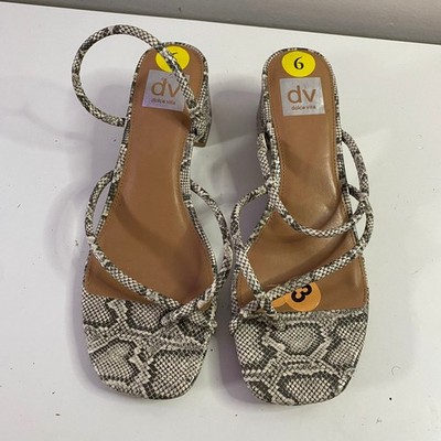 DV Dolce Vita Strappy Sandals Womens 9 Snakeskin Block Heel Square Toe