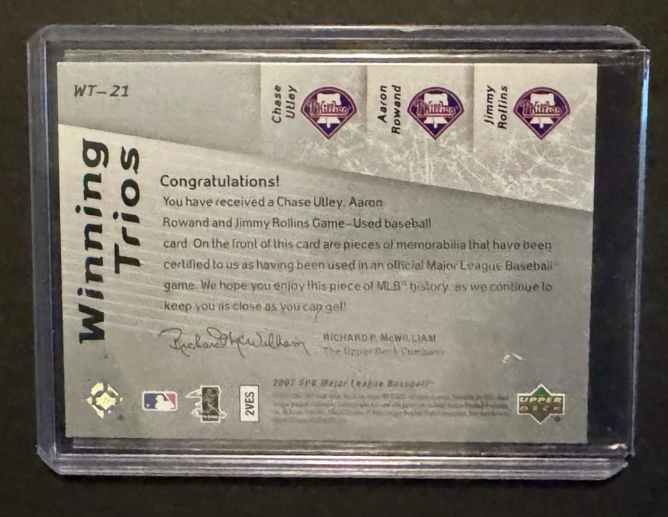 Лот из 3 нашивок/реликвийных карт PHILLIES — Чейз Атли Ленни Дикстра Марлон Берд MLB - Изображение 4 из 4