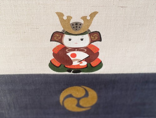 Kyoto Hangin scroll Kakejiku Tapestry Handpaint Koi Carp Kabuto Samurai Japan - Picture 6 of 10