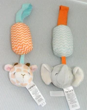 Carters Chime Activity Baby Infant Stroller Clip On Toys Plush Giraffe Elephant