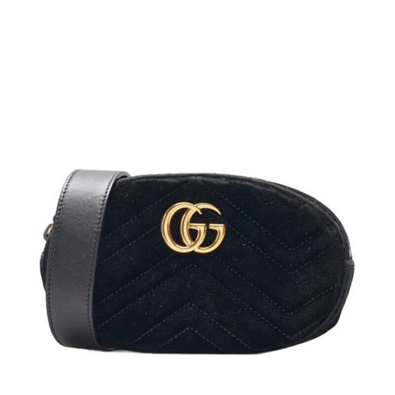 Sac ceinture femme Gucci velours noir matelasse GG Marmont 476434 9FRDT 1000