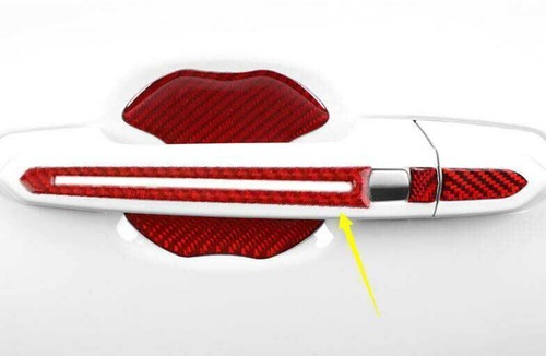 For Cadillac XTS 2013-2019 Real Red Carbon Fiber Outside Door Handle Cover Trim - Picture 3 of 6