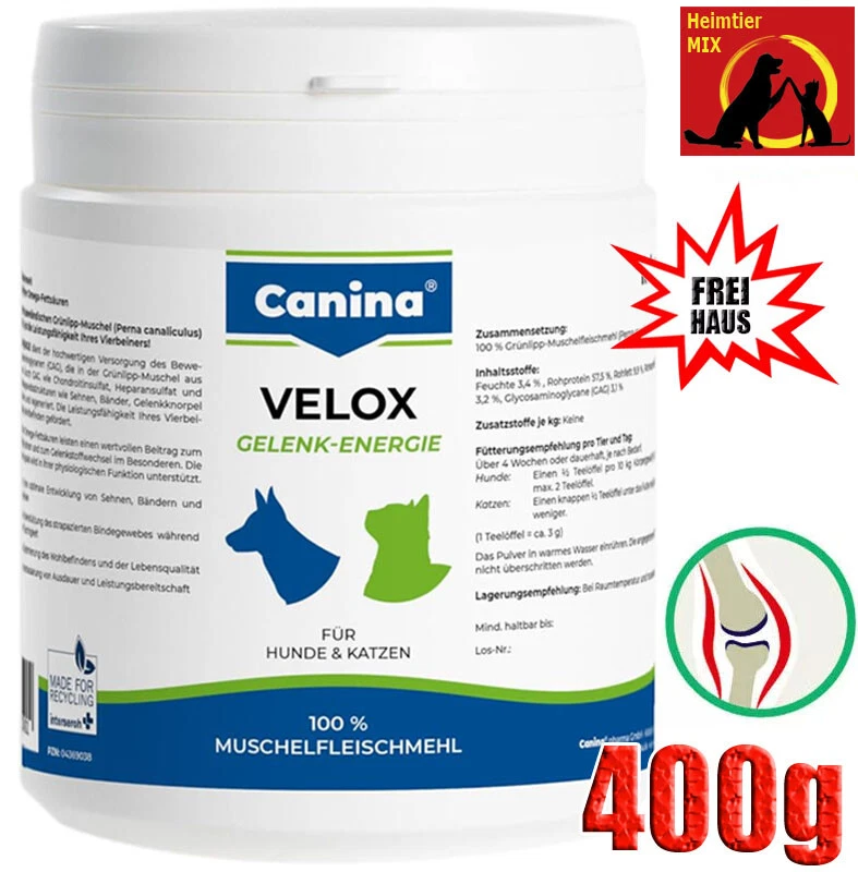 Canina Pharma Velox Gelenk-Energie 400 g Muschelfleischmehl für Hunde und Katzen