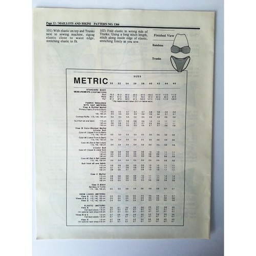1366 Maillots Bikini Swimsuit Bandeau Top Strapless 1980s Pattern Sz 30-46 UNCUT - Picture 7 of 7