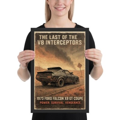 1973 Ford Falcon Interceptor Poster   Mad Max Muscle Car Wall Art