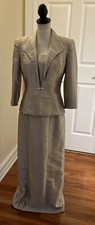 Alex Evenings Satin Polyester Beige Evening Gown w/ lined jacket Jeweled Size 6