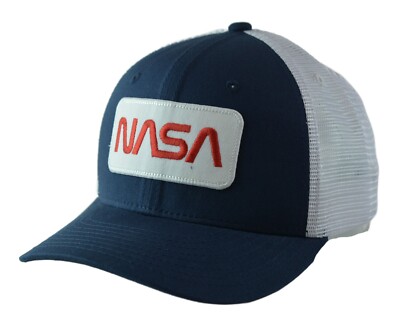 NASA Two Tone Adjustable Mesh Back Snapback Men's Navy Blue & White Cap, Hat