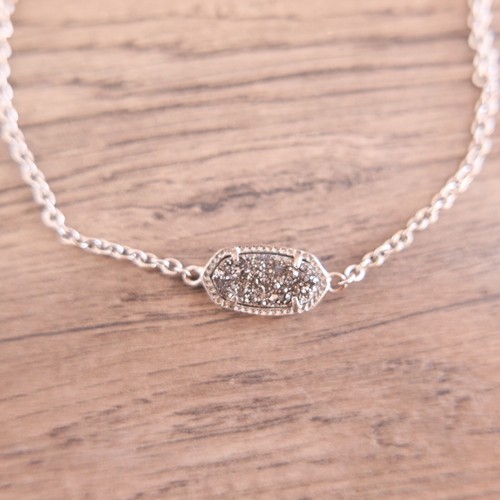 Kendra Scott Elaina Adjustable SILVER Chain Bracelet In Platinum Drusy - Picture 2 of 4