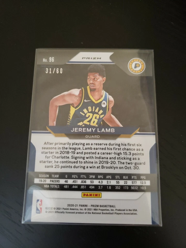 2020-21 Panini Prizm Jeremy Lamb Orange Wave Prizm /60 - Image 2 of 3