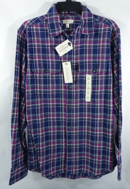 Men Flannel Shirt Small Button Down 