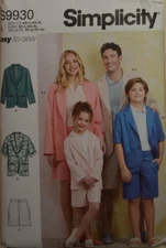 Simplicity- 9930 - Child's, Teens', Adults' Blazer And Shorts
