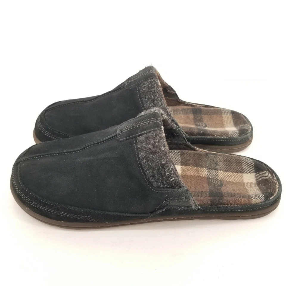 Zapatilla de mula B64 Acorn para hombre negra gamuza punta redonda plana sin cordones talla EE. UU. 12 Foto 3 de 4