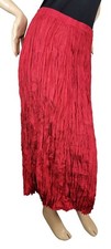 Vintage 90's Bedford Fair Womens 100 Silk Red Maxi Broomstick Skirt Boho Sz 2X
