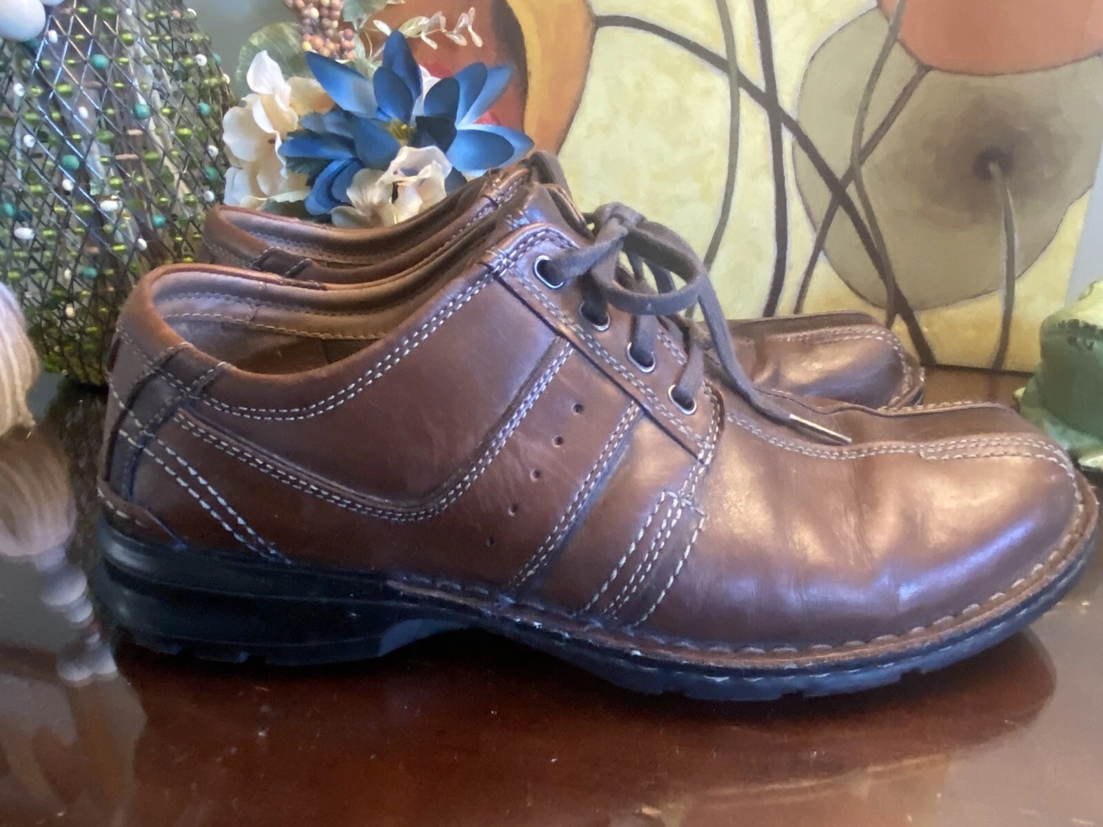 Scarpe Oxford casual CLARKS Touareg 70852 marroni in pelle castagna taglia 13