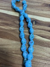 Vintage Lampwork Beads 10mm Blue Midcentury Japanese Flower Beads 12in Str