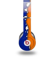 Skin for Beats Solo HD Headphones Ripped Colors Blue Orange by WraptorSkinz