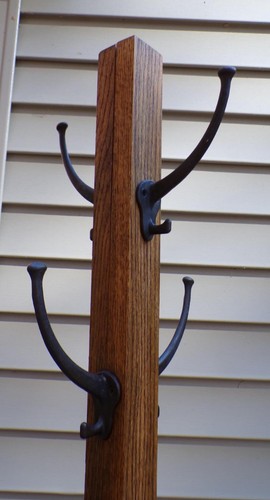Antique Mission / Arts & Crafts American Made Solid Oak Hat Coat Rack Hall Tree - Bild 5 von 10