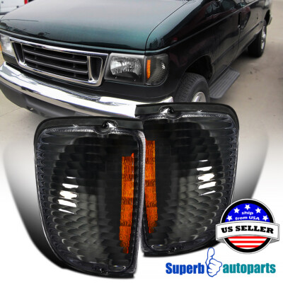 Fits 1992-2007 Ford 92-07 Econoline Van Black Corner Signal Lights E150 E250