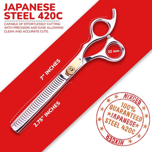 NIXCER PROFESSIONAL SHARP CNC HAIR THINNING SCISSORS FOR MEN &WOMEN 6.5" SILVER - Picture 2 of 7
