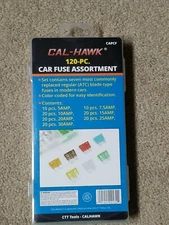 Cal-Hawk 120 Piece Auto Car Fuse Set 7 Color Coded Of Most Common 