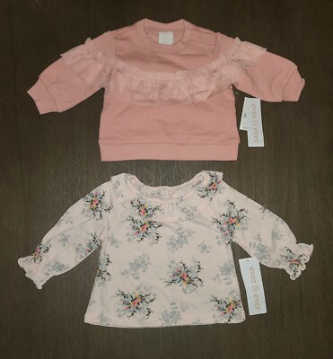 NEW 2 BABY GIRLS EVER & EVER TOPS SHIRTS SIZE 3 MONTHS