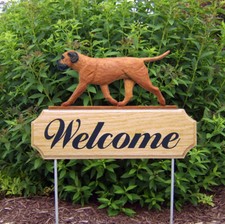 Bull Mastiff Wood Welcome Outdoor Sign Red/Brown