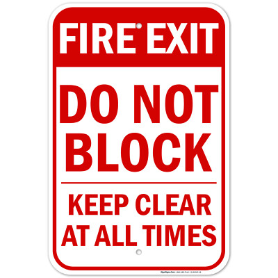 Fire Exit Do Not Block, Keep Clear Sign,