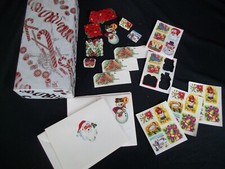 Vintage Lot of Christmas Cards and Seals with Box 1960's era or earlier