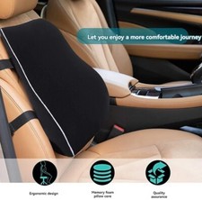 SEABABOO Cojín Lumbar Support Back 1 Pieza Cojin Lumbar Coche Soporte De Espalda Cojin Lumbar Ergonómico Con Esponja Memoria Almohada Lumbar Para Asientos De Automóvil Silla De Oficina&Ruedas (Negro