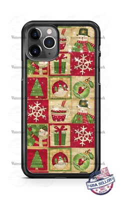 Vintage Christmas Snowman Gift Wrap Phone Case For iPhone 15 Samsung S23 Google