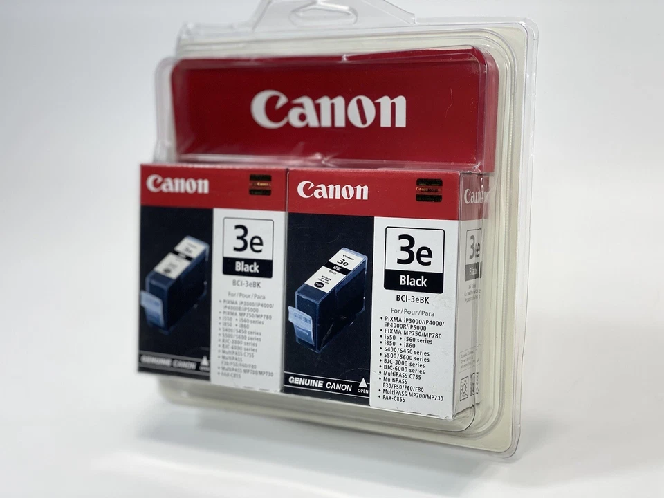 GENUINE Canon 3e Black Ink Cartridge BCI-3eBK 2 Pack NEW SEALED Two Pack - Image 2 of 4