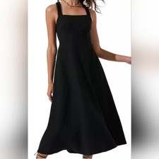 Astr The Label Valenz Square Neck Open Back Midi Dress in Black Size S New