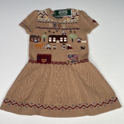Polo Ralph Lauren Country Authentic Dry Goods Girls Dress 3T Intarsia-Knit Wool