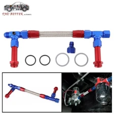 Braided AN8 Dual Feed Carb Fuel Line Double Pump For 4150 Holley Carburetor